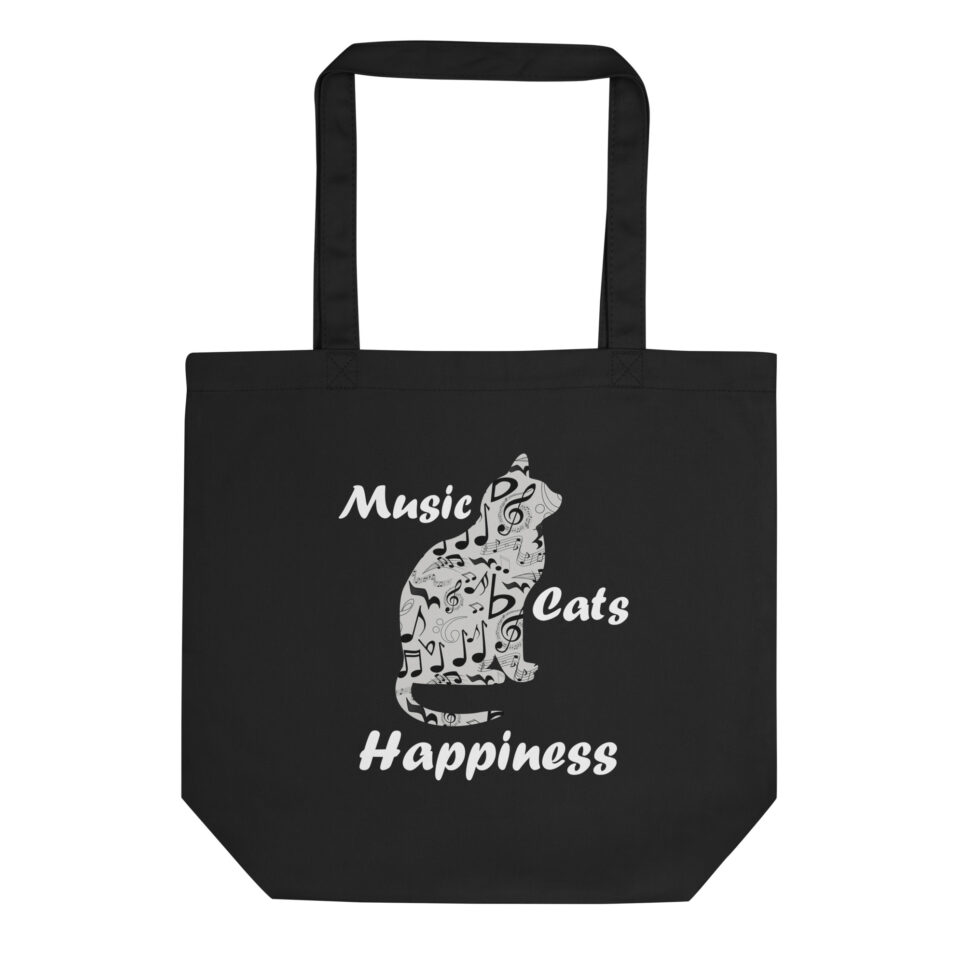 Music and Cats is Happiness Quote Eco Tote Bag