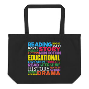 Reading Word Art Large Organic Tote Bag