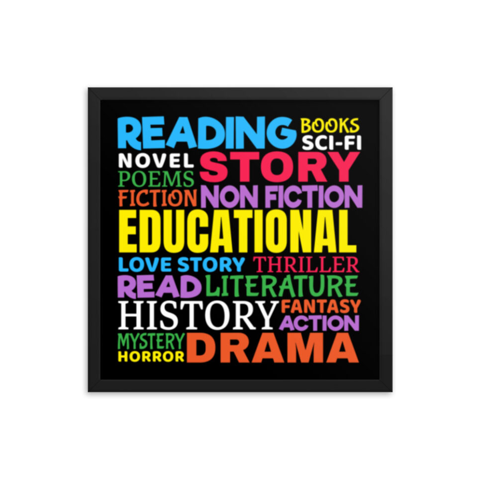 Reading Word Art Framed Poster Print - Image 3
