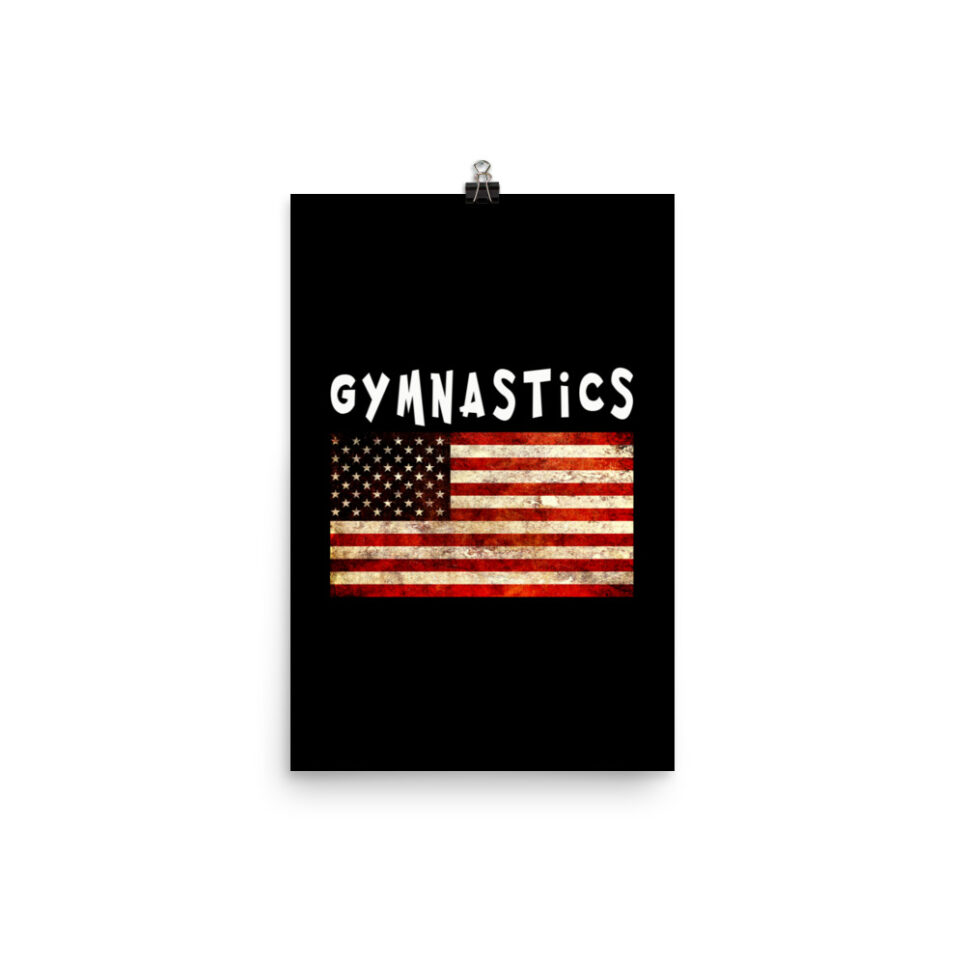 Gymnastics Grunge USA American Flag Photo paper poster - Image 2