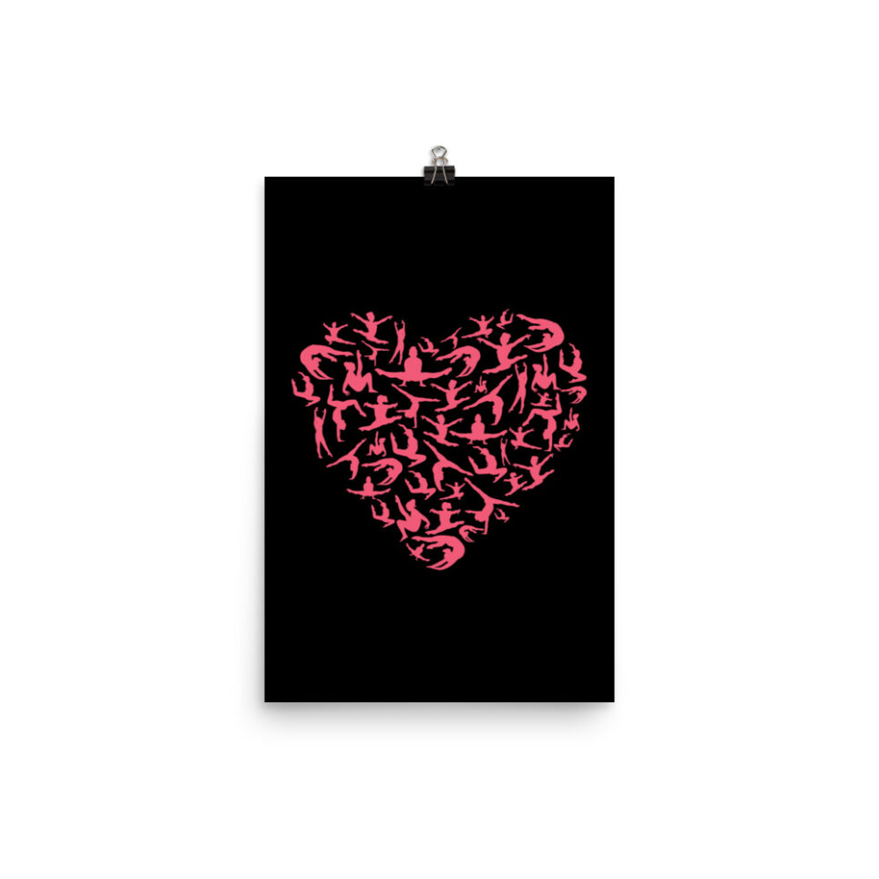 Girls Gymnastics Red Heart - Women Gymnast Photo paper poster - Image 2