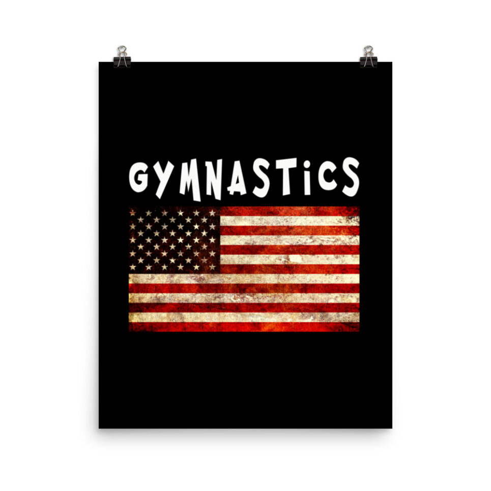 Gymnastics Grunge USA American Flag Photo paper poster - Image 4