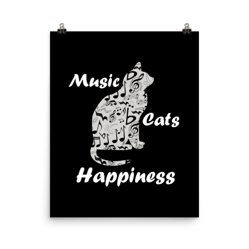 Music and Cats is Happiness Quote Photo paper poster - Image 4