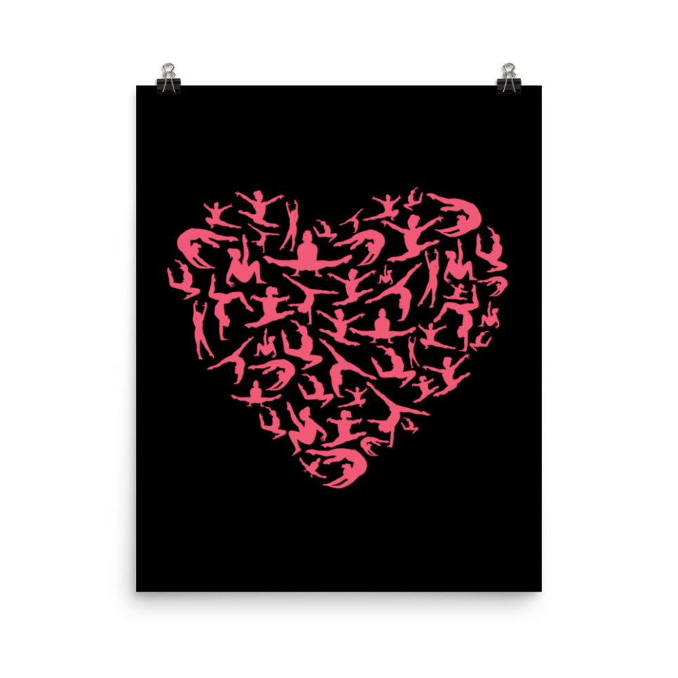 Girls Gymnastics Red Heart - Women Gymnast Photo paper poster - Image 4