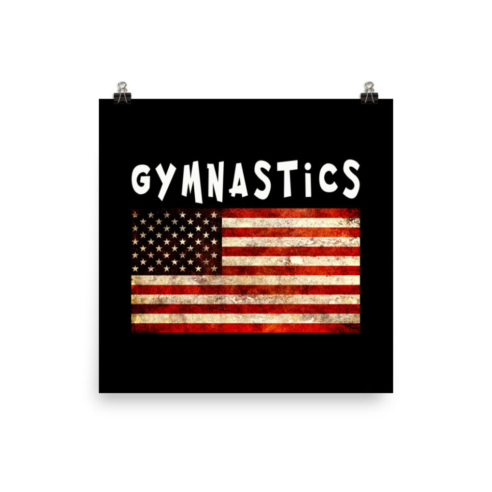 Gymnastics Grunge USA American Flag Photo paper poster - Image 5