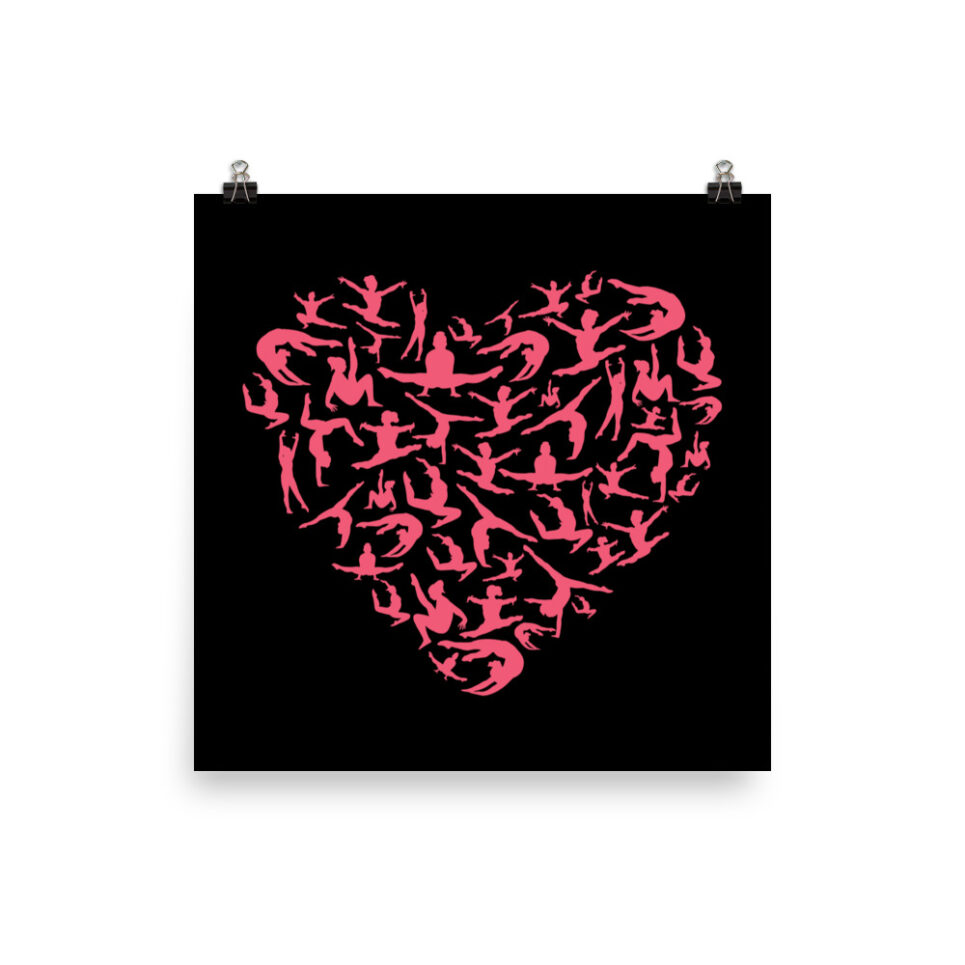 Girls Gymnastics Red Heart - Women Gymnast Photo paper poster - Image 5