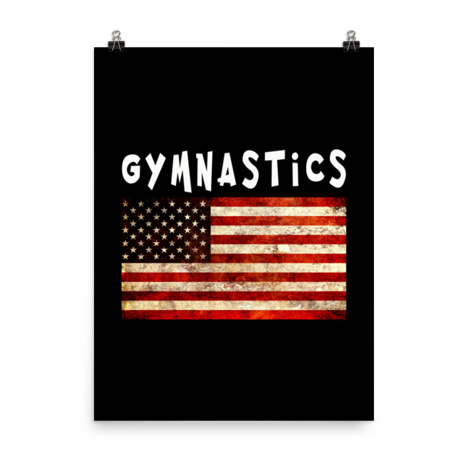 Gymnastics Grunge USA American Flag Photo paper poster - Image 6