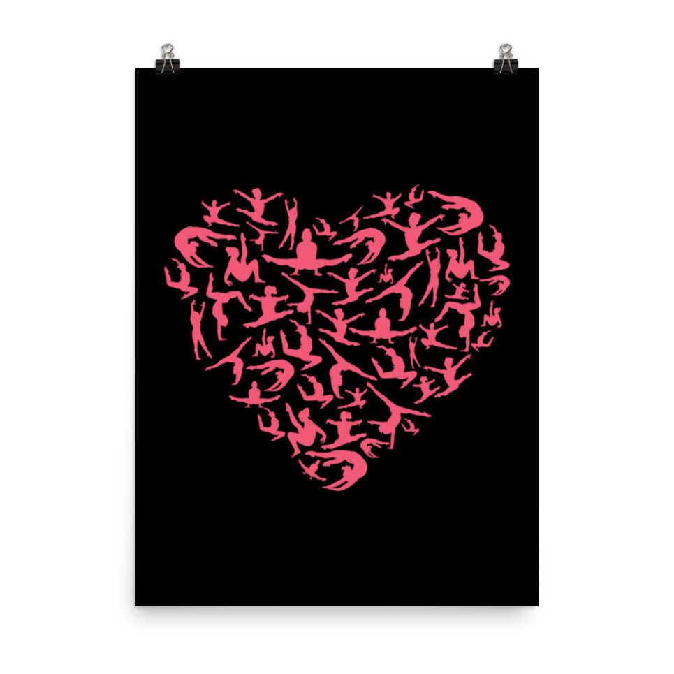 Girls Gymnastics Red Heart - Women Gymnast Photo paper poster - Image 6