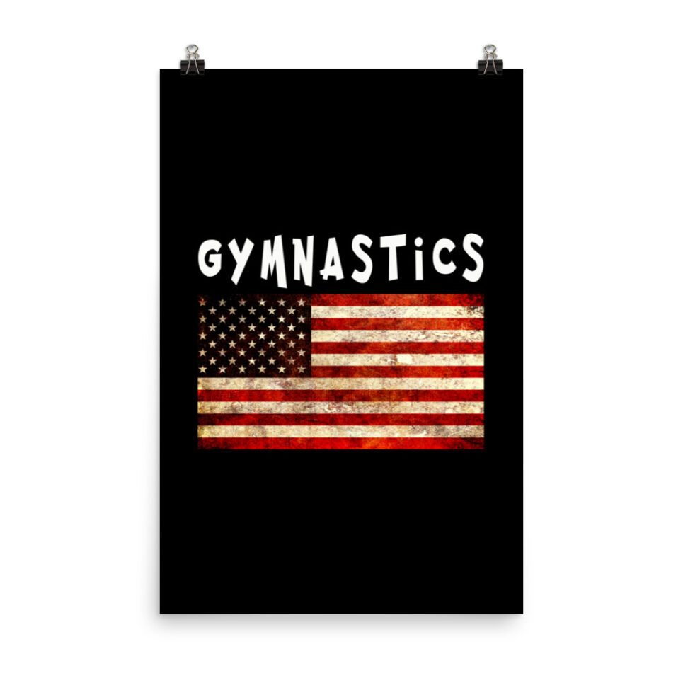 Gymnastics Grunge USA American Flag Photo paper poster