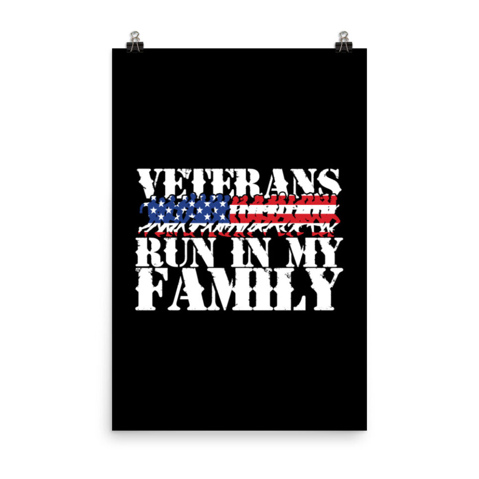 Military Veterans Run in My Family - Running Photo paper poster
