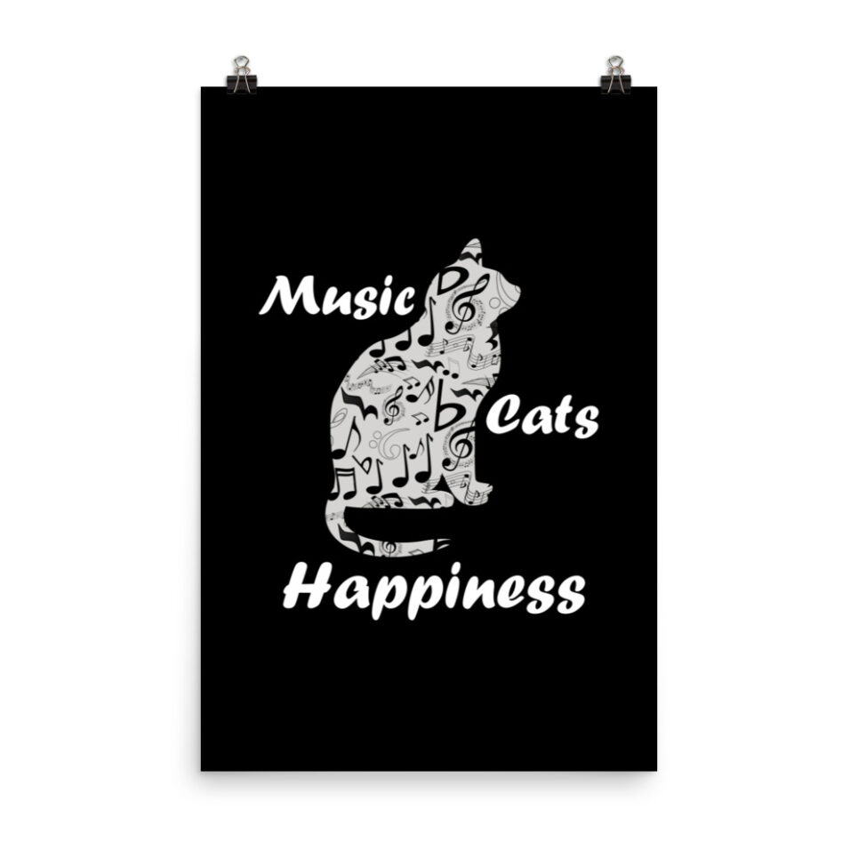 Music and Cats is Happiness Quote Photo paper poster