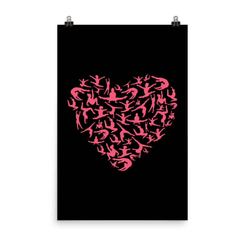 Girls Gymnastics Red Heart - Women Gymnast Photo paper poster