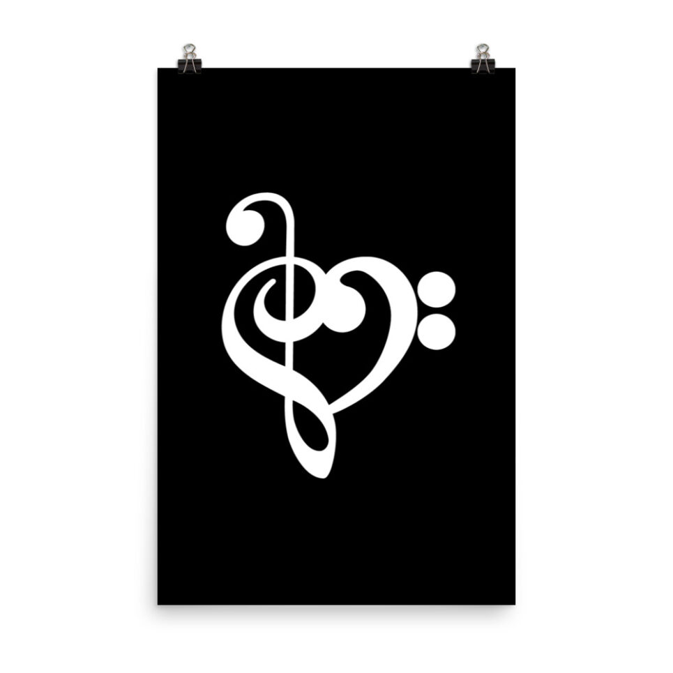 Music Treble Clef Heart Photo paper poster
