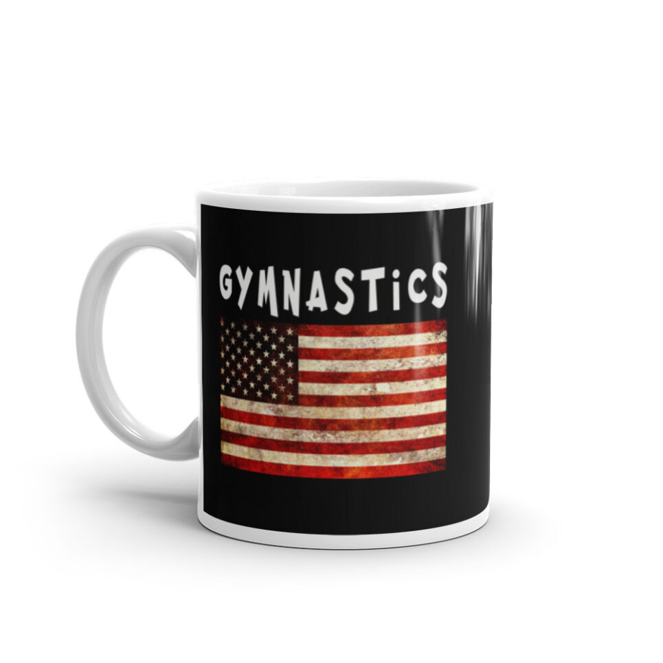 Gymnastics Grunge USA American Flag White glossy mug - Image 2