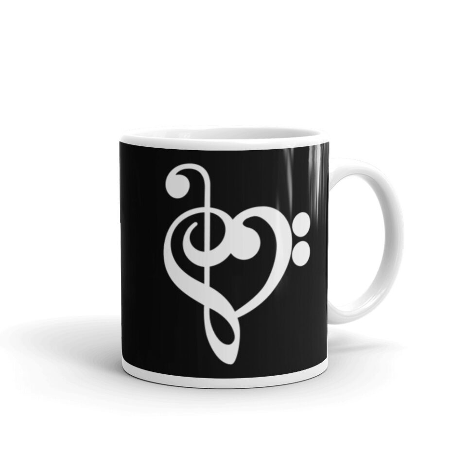 Music Treble Clef Heart White glossy mug