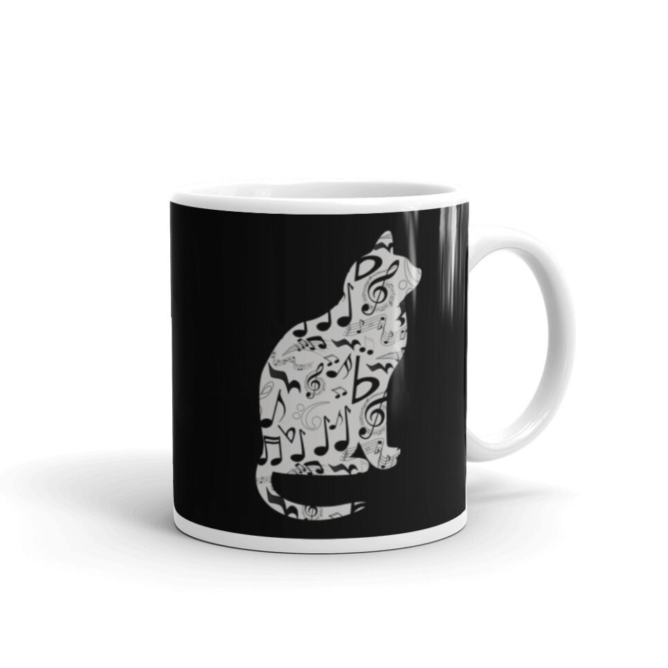 Music Musical Cat Musician  White glossy mug