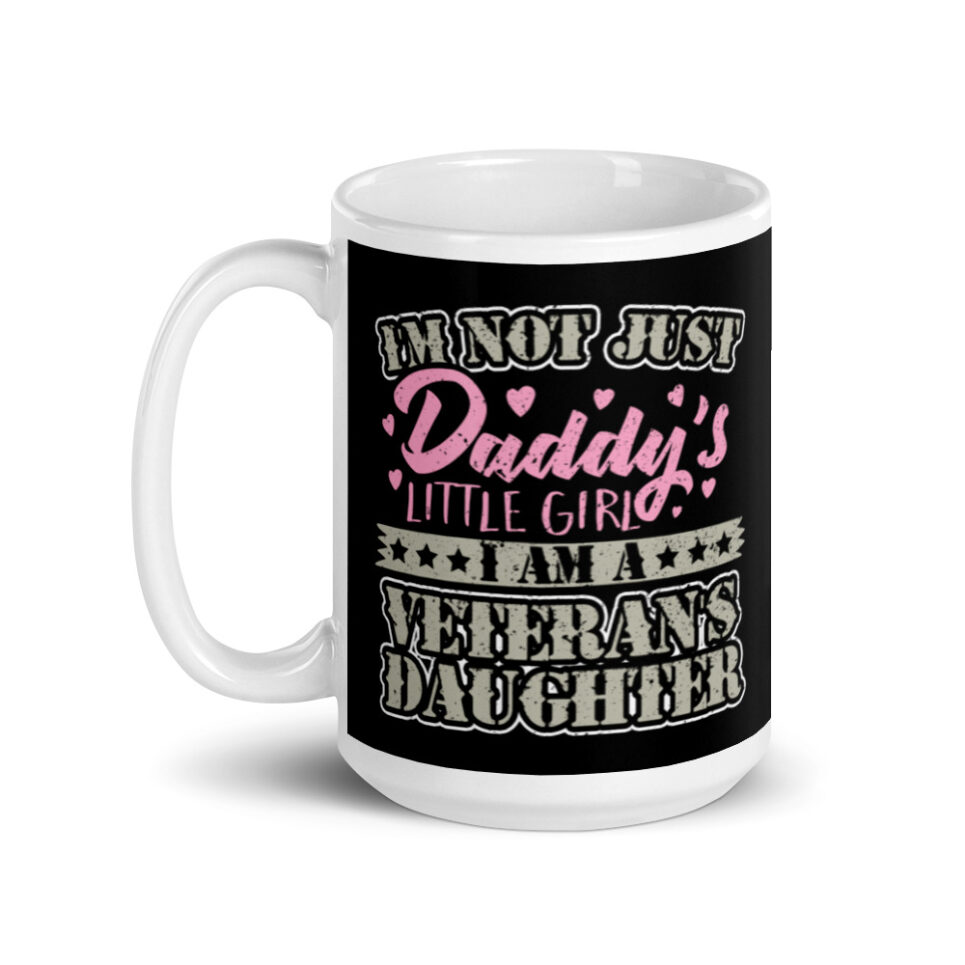 Military Veteran Daughter Daddy's Little Girl White glossy mug - Image 5