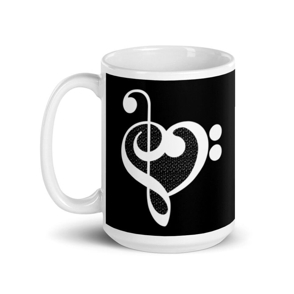 Music Teacher Appreciation Pattern Heart White glossy mug - Image 5