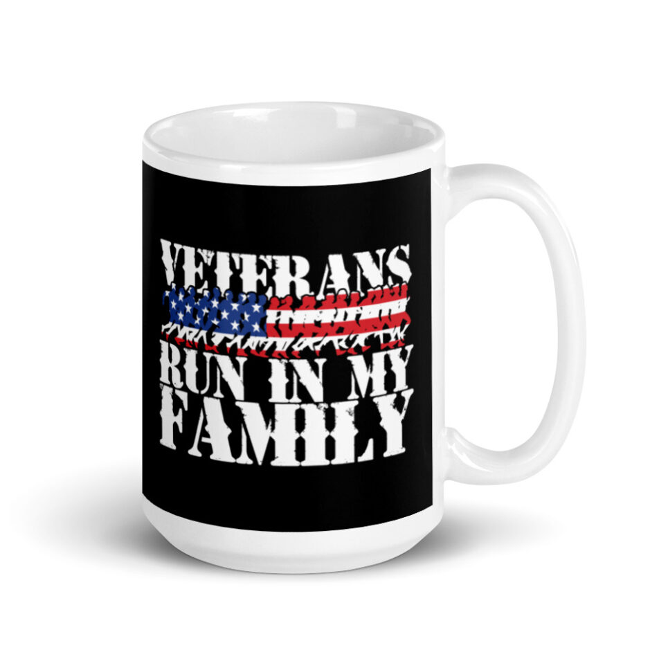 Military Veterans Run in My Family - Running White glossy mug - Image 4