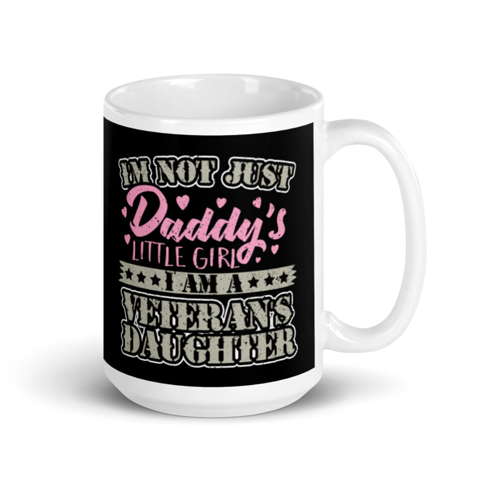 Military Veteran Daughter Daddy's Little Girl White glossy mug - Image 4