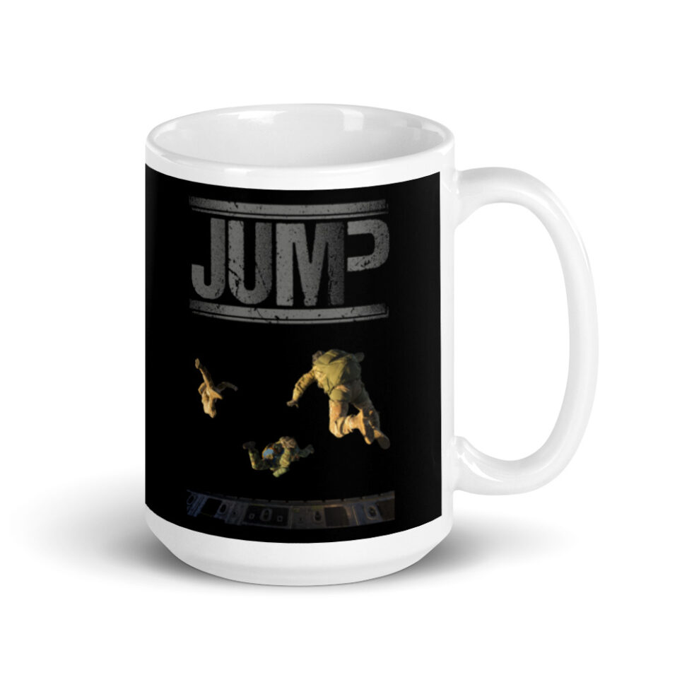 Military Jump Skydive Parachute Paratrooper White glossy mug - Image 4