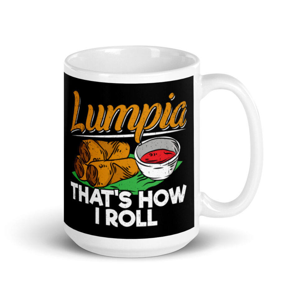 Philippines Filipino Lumpia Food Quote White glossy mug - Image 4