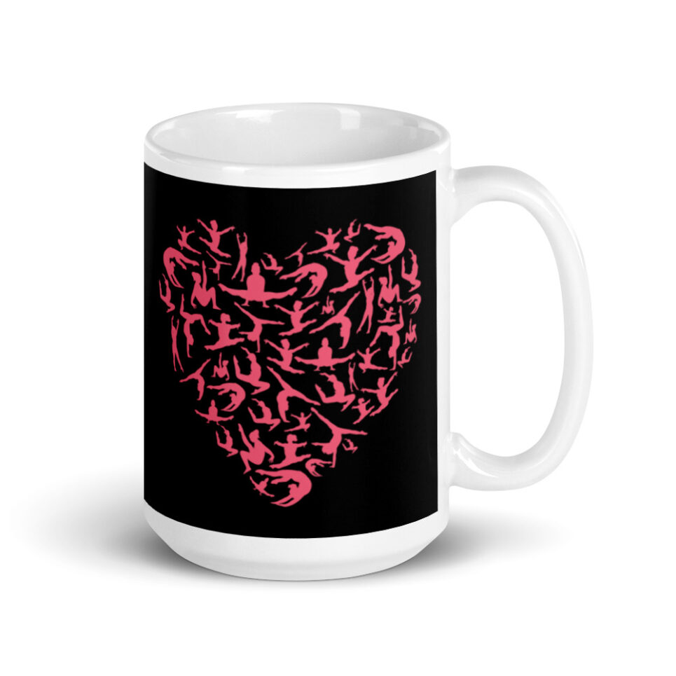 Girls Gymnastics Red Heart - Women Gymnast White glossy mug - Image 4