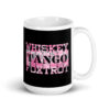 Military Whiskey Tango Foxtrot Pink Camo White glossy mug - Image 4