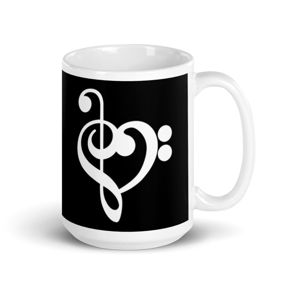 Music Treble Clef Heart White glossy mug - Image 4